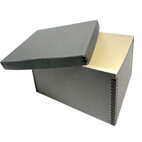 metal edge storage boxes|Lineco Drop Front Archival Boxes, Blue/Gray.